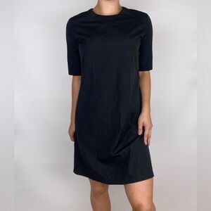 SBJ AUSTIN Oversized Cotton Short‎ Sleeve Black Zip Dress